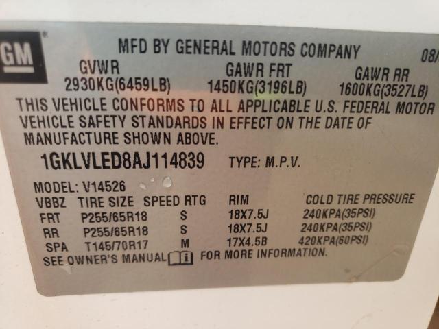 Photo 10 from auction – 2010 GMC ACADIA SLE with VIN 1GKLVLED8AJ114839