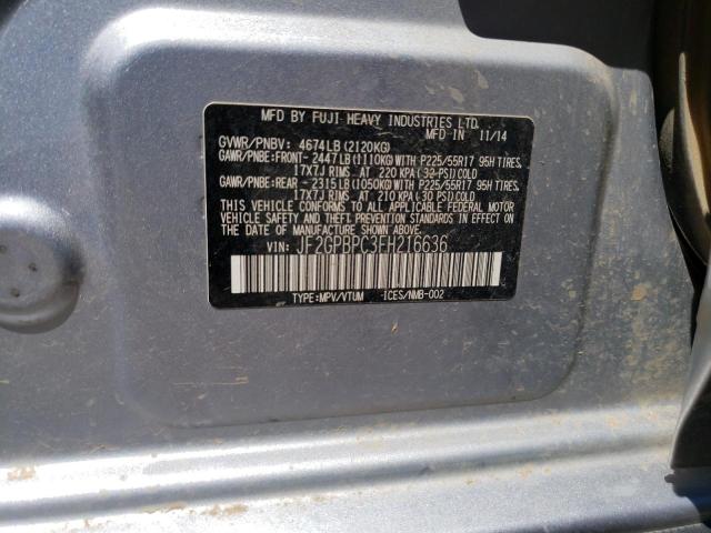 Photo 10 from auction – 2015 SUBARU CROSSTREK with VIN JF2GPBPC3FH216636
