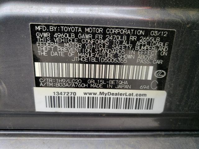 Photo 10 from auction – 2013 LEXUS GS 350 with VIN JTHCE1BL1D5005355