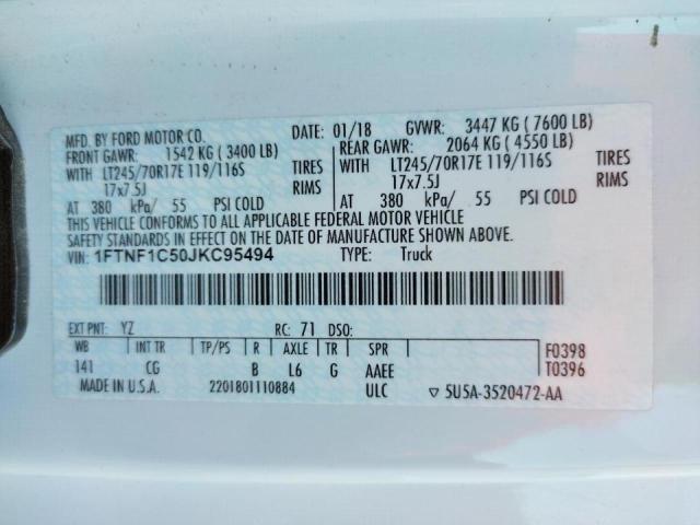 Photo 10 from auction – 2018 FORD F150 with VIN 1FTNF1C50JKC95494