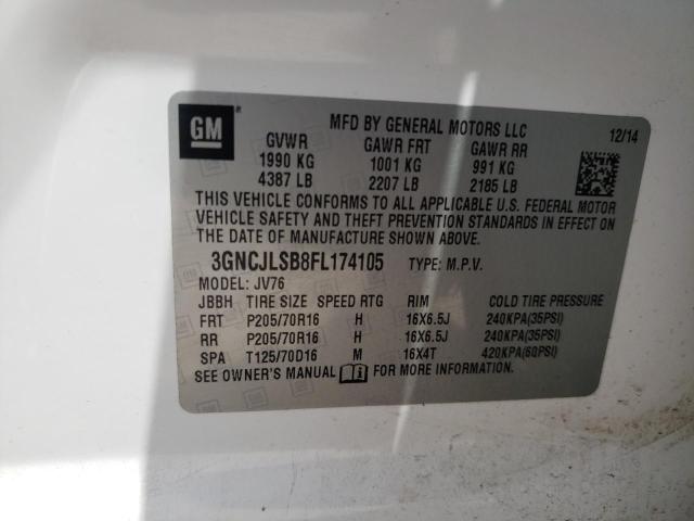 Photo 10 from auction – 2015 CHEVROLET TRAX 1LT with VIN 3GNCJLSB8FL174105