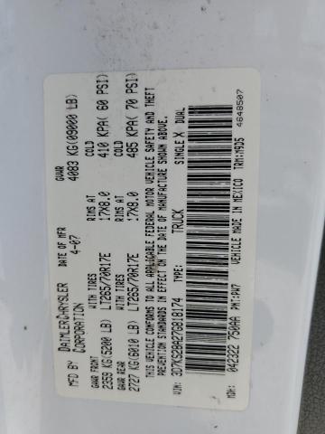 Photo 10 from auction – 2007 DODGE RAM 2500 S with VIN 3D7KS28A27G818174