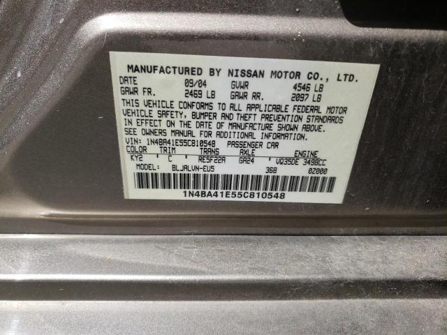 Photo 10 from auction – 2005 NISSAN MAXIMA SE with VIN 1N4BA41E55C810548
