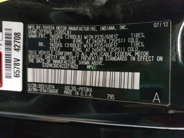 Photo 10 from auction – 2012 TOYOTA SIENNA XLE with VIN 5TDYK3DC4CS271602