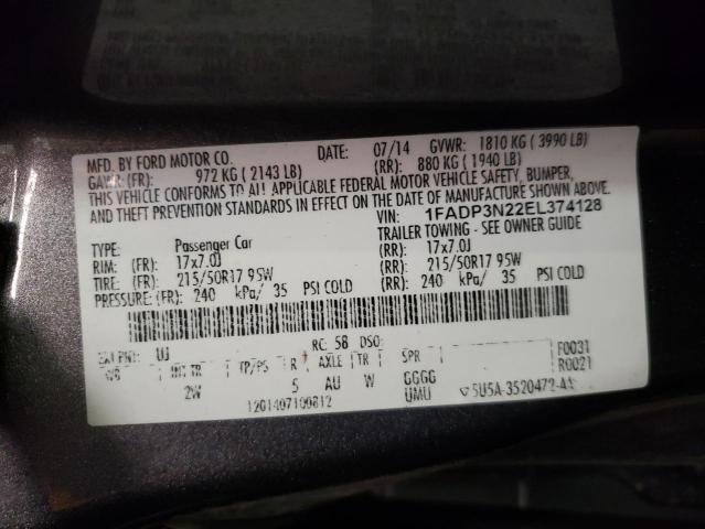 Photo 10 from auction – 2014 FORD FOCUS TITA with VIN 1FADP3N22EL374128