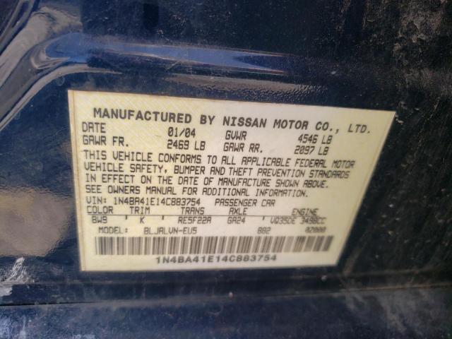 Photo 10 from auction – 2004 NISSAN MAXIMA SE with VIN 1N4BA41E14C883754