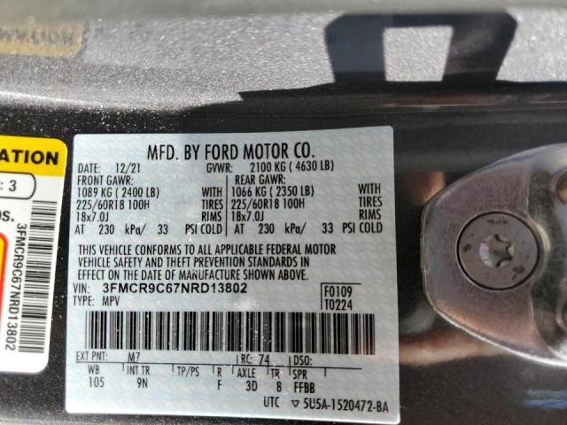 Photo 10 from auction – 2022 FORD BRONCO SPO with VIN 3FMCR9C67NRD13802