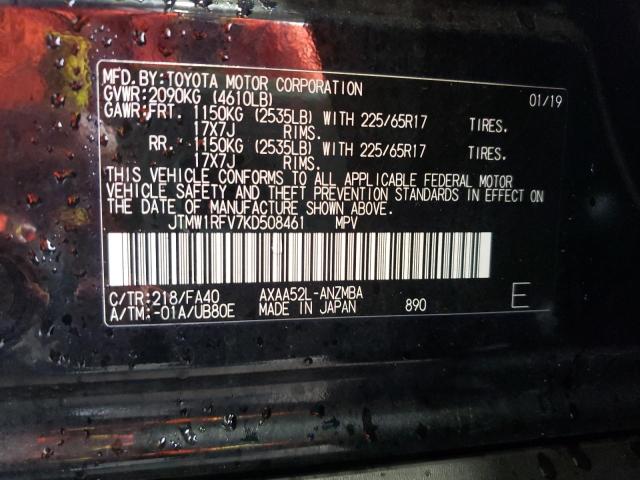 Photo 10 from auction – 2019 TOYOTA RAV4 XLE with VIN JTMW1RFV7KD508461