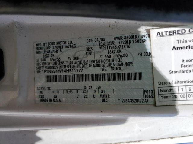Photo 10 from auction – 2004 FORD ECONOLINE with VIN 1FTNE24W14HB11777