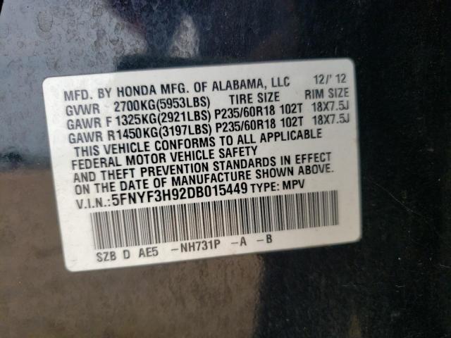 Photo 10 from auction – 2013 HONDA PILOT TOUR with VIN 5FNYF3H92DB015449