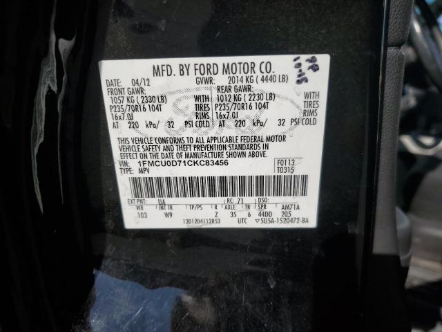 Photo 10 from auction – 2012 FORD ESCAPE XLT with VIN 1FMCU0D71CKC83456