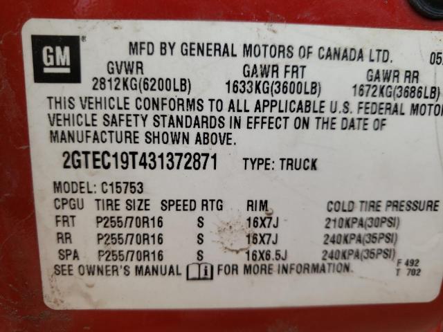 Photo 10 from auction – 2003 GMC NEW SIERRA with VIN 2GTEC19T431372871
