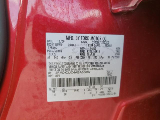 Photo 10 from auction – 2010 FORD EDGE SEL with VIN 2FMDK3JC4ABA68092