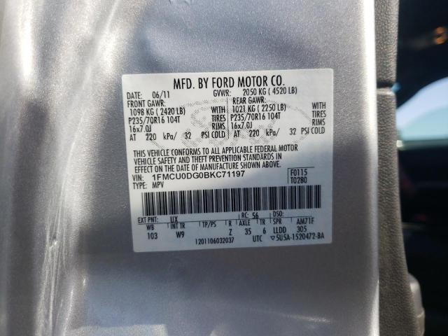 Photo 10 from auction – 2011 FORD ESCAPE XLT with VIN 1FMCU0DG0BKC71197