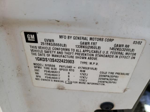 Photo 10 from auction – 2002 GMC ENVOY with VIN 1GKDS13S422423903