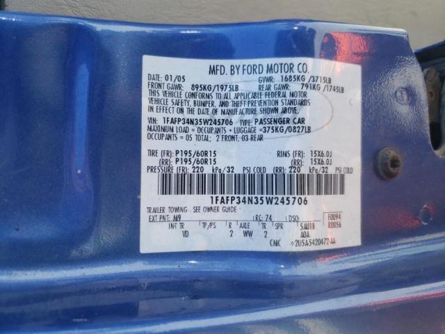 Photo 10 from auction – 2005 FORD FOCUS ZX4 with VIN 1FAFP34N35W245706