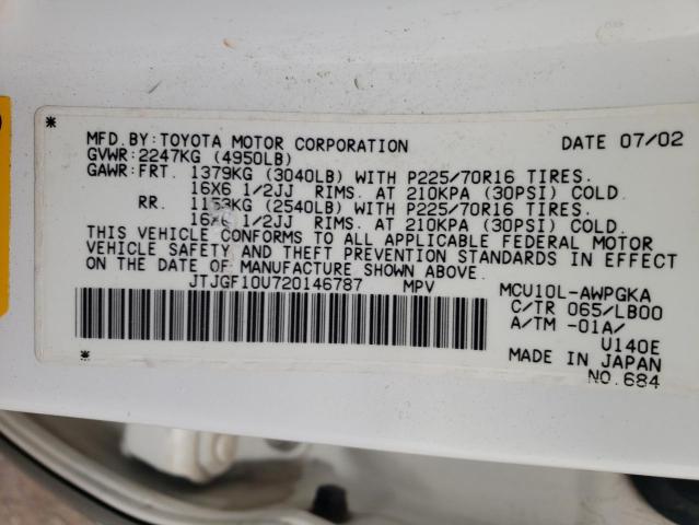 Photo 10 from auction – 2002 LEXUS RX 300 with VIN JTJGF10U720146787
