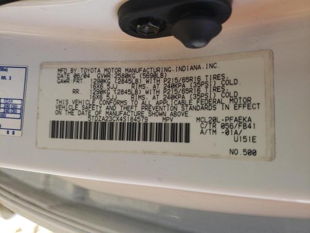 Photo 10 from auction – 2004 TOYOTA SIENNA CE with VIN 5TDZA23CX4S184579