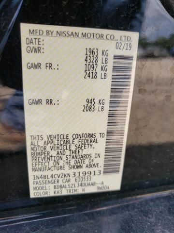 Photo 10 from auction – 2019 NISSAN ALTIMA SR with VIN 1N4BL4CV2KN319913