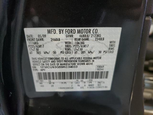 Photo 10 from auction – 2009 FORD ESCAPE XLT with VIN 1FMCU93G59KC34033
