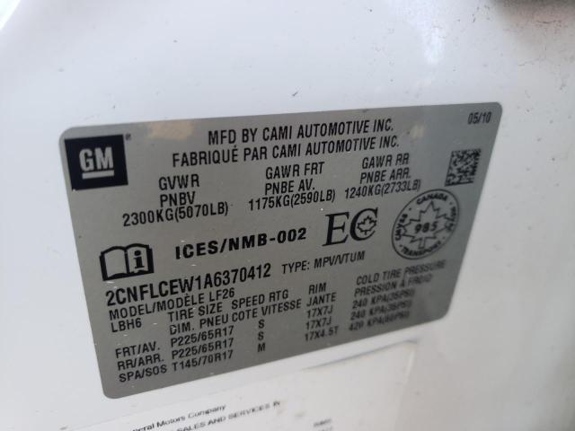 Photo 10 from auction – 2010 CHEVROLET EQUINOX LS with VIN 2CNFLCEW1A6370412