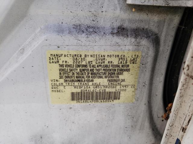 Photo 10 from auction – 2011 NISSAN SENTRA with VIN 3N1AB6AP0BL610549