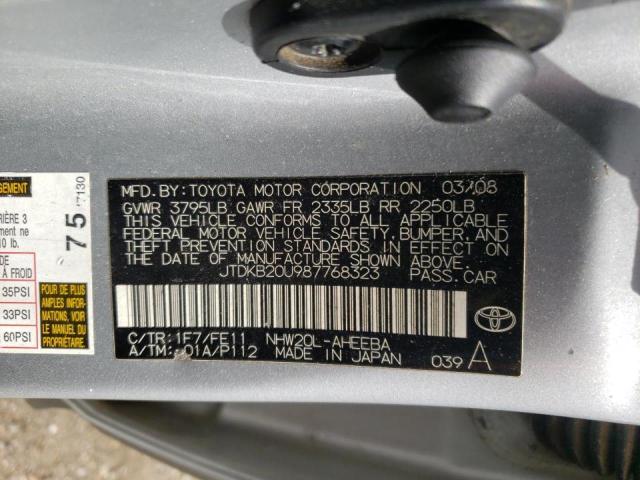 Photo 10 from auction – 2008 TOYOTA PRIUS with VIN JTDKB20U987768323