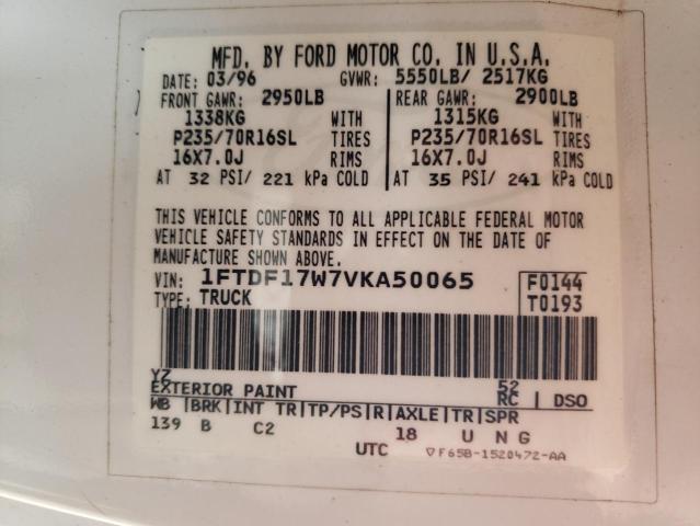 Photo 10 from auction – 1997 FORD F150 with VIN 1FTDF17W7VKA50065