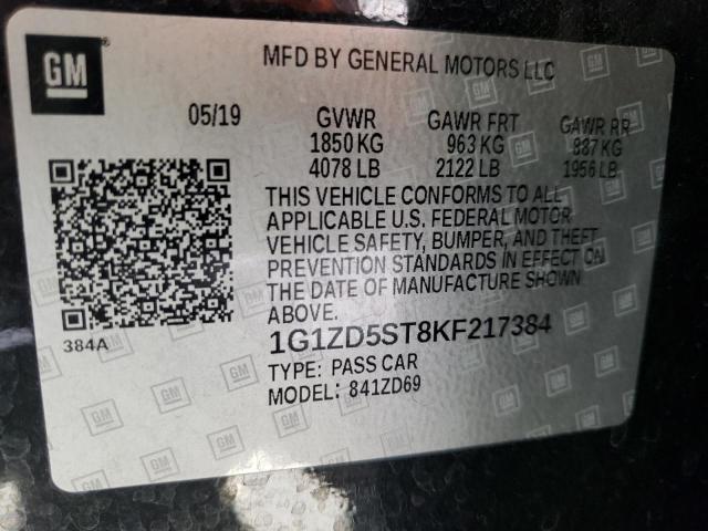 Photo 10 from auction – 2019 CHEVROLET MALIBU LT with VIN 1G1ZD5ST8KF217384