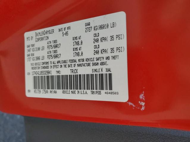 Photo 10 from auction – 2005 DODGE DAKOTA SLT with VIN 1D7HE42J85S329841