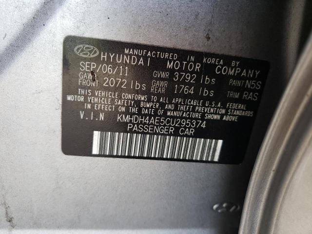 Photo 10 from auction – 2012 HYUNDAI ELANTRA GL with VIN KMHDH4AE5CU295374
