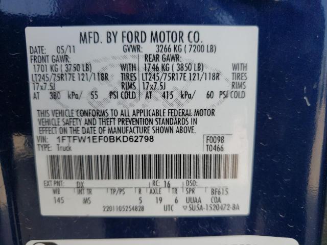 Photo 10 from auction – 2011 FORD F150 SUPER with VIN 1FTFW1EF0BKD62798