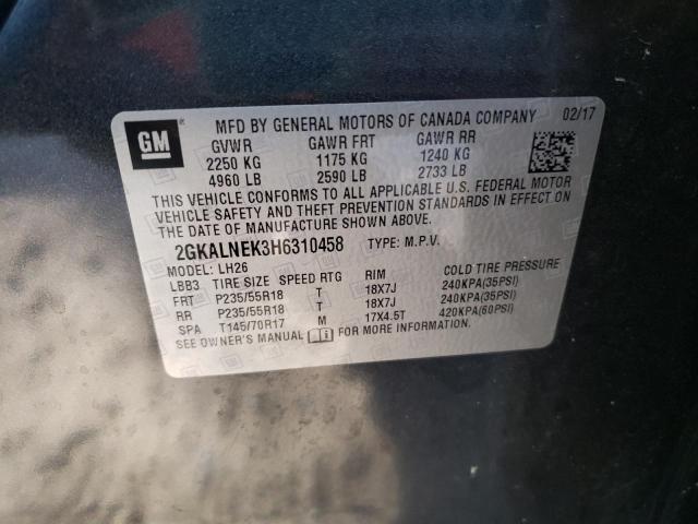Photo 10 from auction – 2017 GMC TERRAIN SL with VIN 2GKALNEK3H6310458