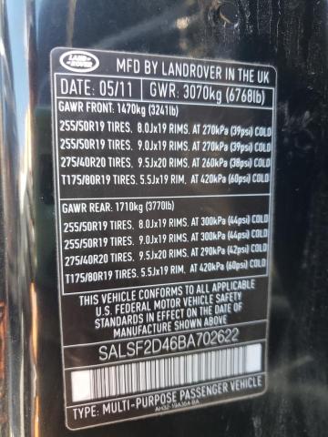 Photo 10 from auction – 2011 LAND ROVER RANGE ROVE with VIN SALSF2D46BA702622