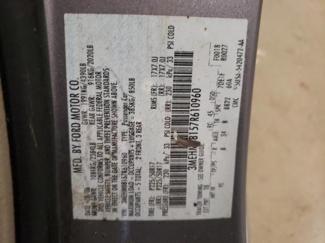 Photo 10 from auction – 2007 MERCURY MILAN PREM with VIN 3MEHM08157R610960