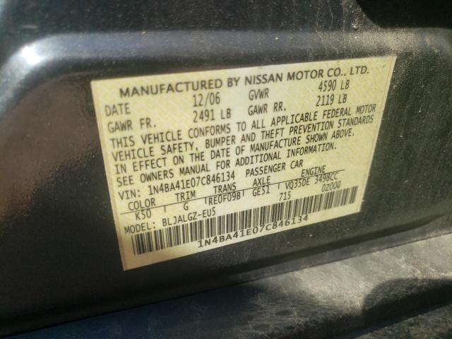 Photo 10 from auction – 2007 NISSAN MAXIMA SE with VIN 1N4BA41E07C846134
