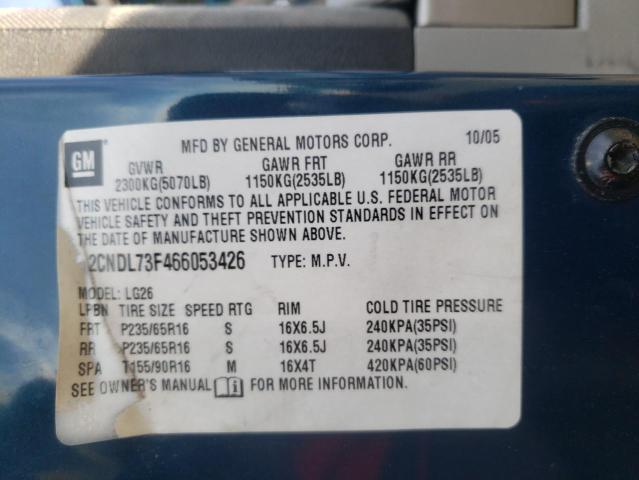 Photo 10 from auction – 2006 CHEVROLET EQUINOX LT with VIN 2CNDL73F466053426