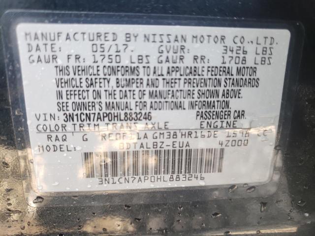 Photo 10 from auction – 2017 NISSAN VERSA S with VIN 3N1CN7AP0HL883246