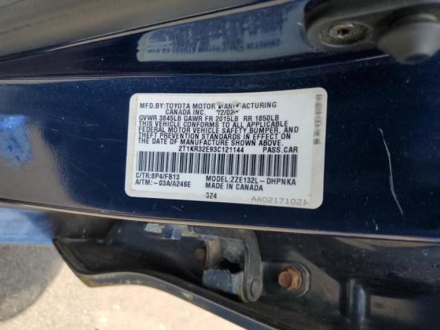 Photo 10 from auction – 2003 TOYOTA COROLLA MA with VIN 2T1KR32E93C121144