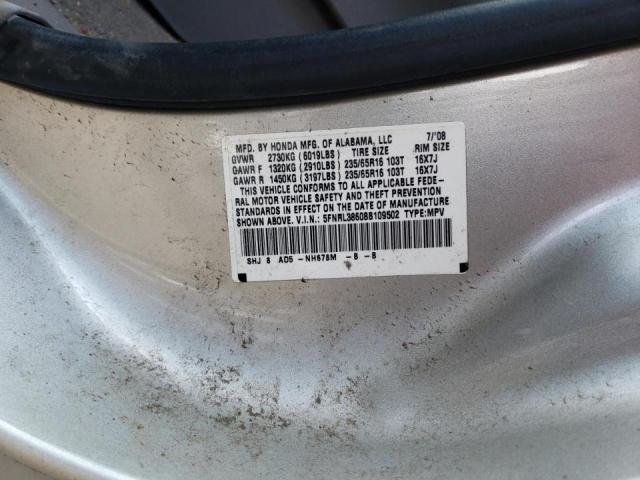 Photo 10 from auction – 2008 HONDA ODYSSEY EX with VIN 5FNRL38608B109502