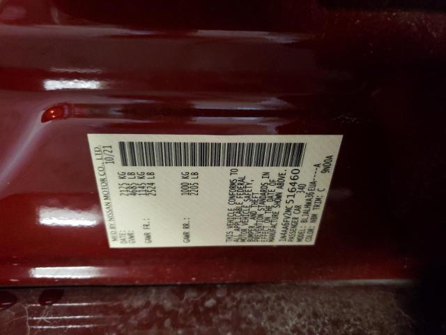 Photo 10 from auction – 2021 NISSAN MAXIMA PLA with VIN 1N4AA6FV2MC516460