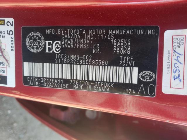 Photo 10 from auction – 2006 TOYOTA COROLLA CE with VIN 2T1BR32E86C595560