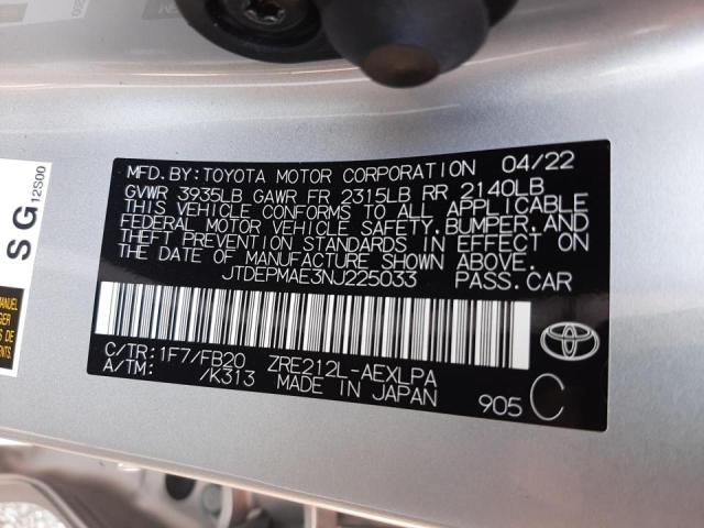 Photo 10 from auction – 2022 TOYOTA COROLLA LE with VIN JTDEPMAE3NJ225033