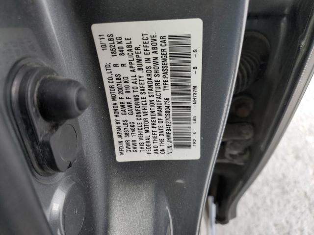 Photo 10 from auction – 2012 HONDA CIVIC HYBR with VIN JHMFB4F27CS004736