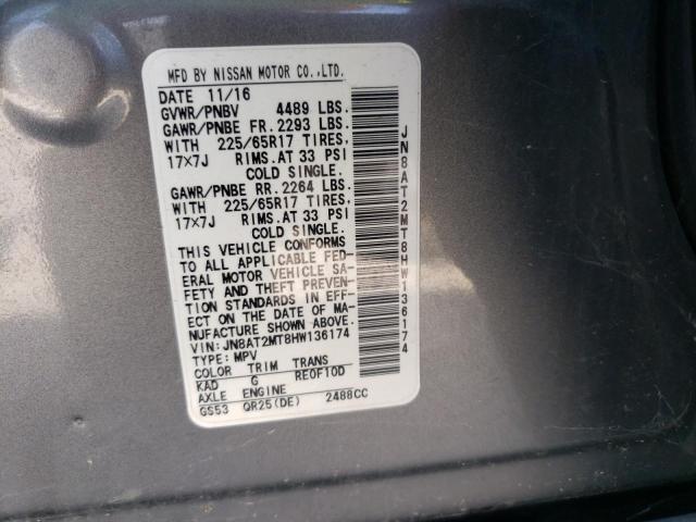Photo 10 from auction – 2017 NISSAN ROGUE S with VIN JN8AT2MT8HW136174