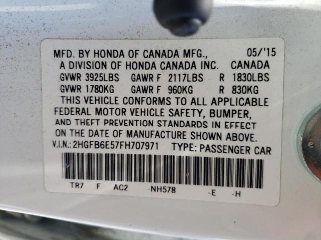 Photo 10 from auction – 2015 HONDA CIVIC SI with VIN 2HGFB6E57FH707971
