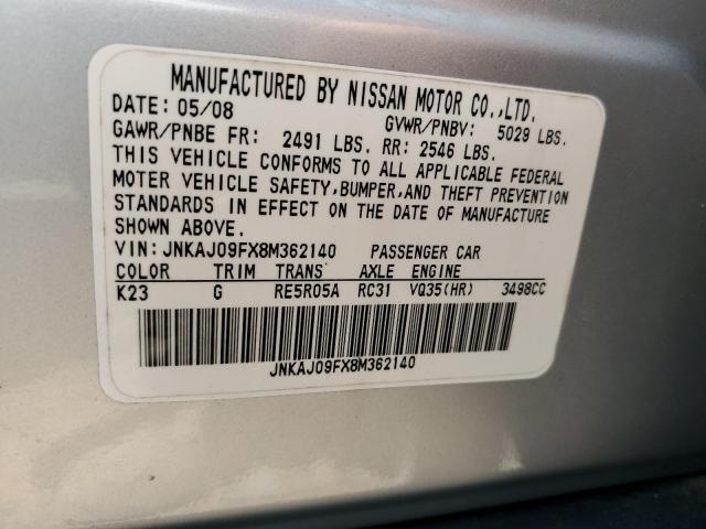 Photo 10 from auction – 2008 INFINITI EX35 BASE with VIN JNKAJ09FX8M362140