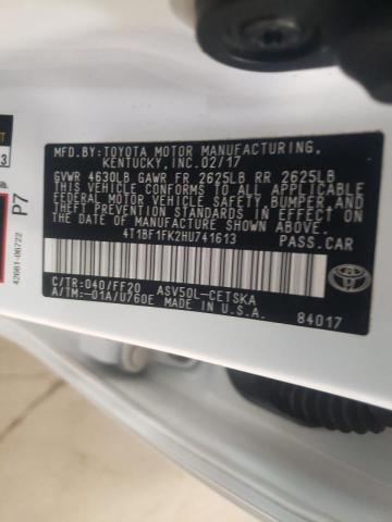 Photo 10 from auction – 2017 TOYOTA CAMRY LE with VIN 4T1BF1FK2HU741613