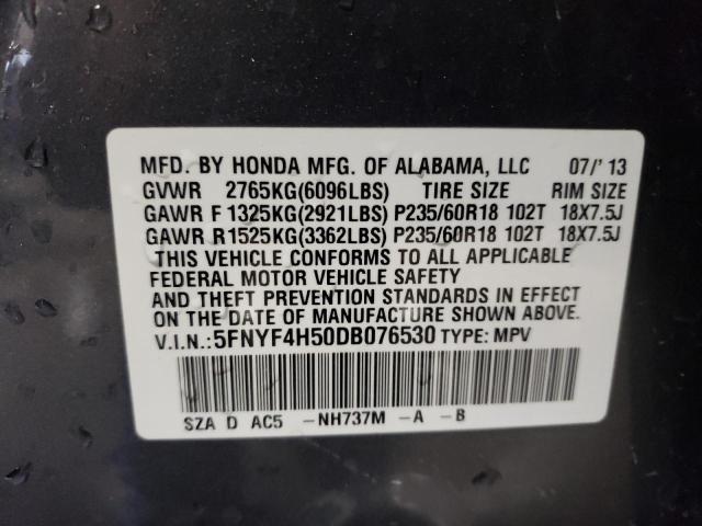 Photo 10 from auction – 2013 HONDA PILOT EXL with VIN 5FNYF4H50DB076530
