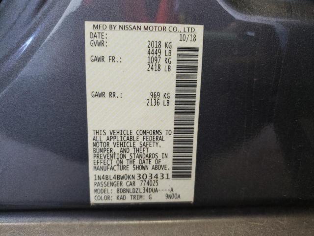 Photo 10 from auction – 2019 NISSAN ALTIMA S with VIN 1N4BL4BW0KN303431